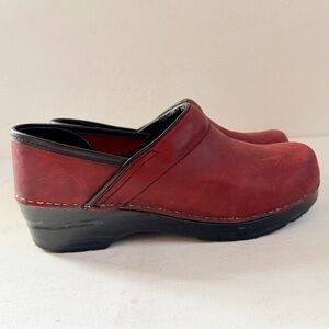 Dansko rustic red burnished leather clog